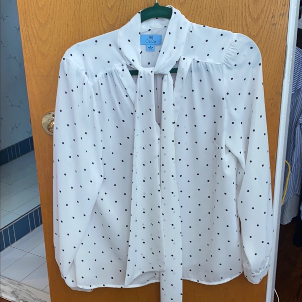 CeCe tie neck blouse